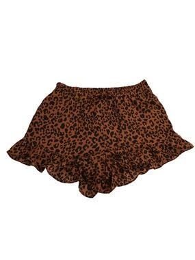 Sienna Sky Leopard Print Shorts Size S Flowy Ruffle Hem High Rise